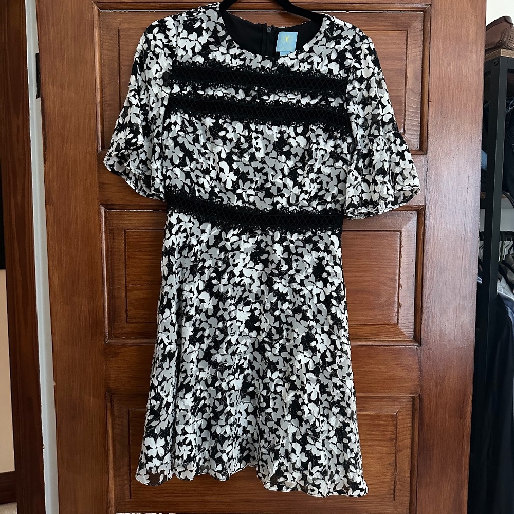 CeCe Black and White Floral Dress, Size 4